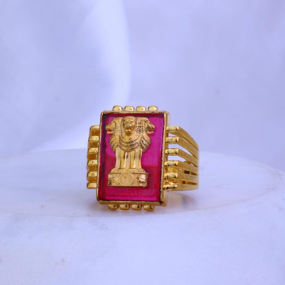 Buy quality 916 gold cz ashok stambh design gents ring in Patan