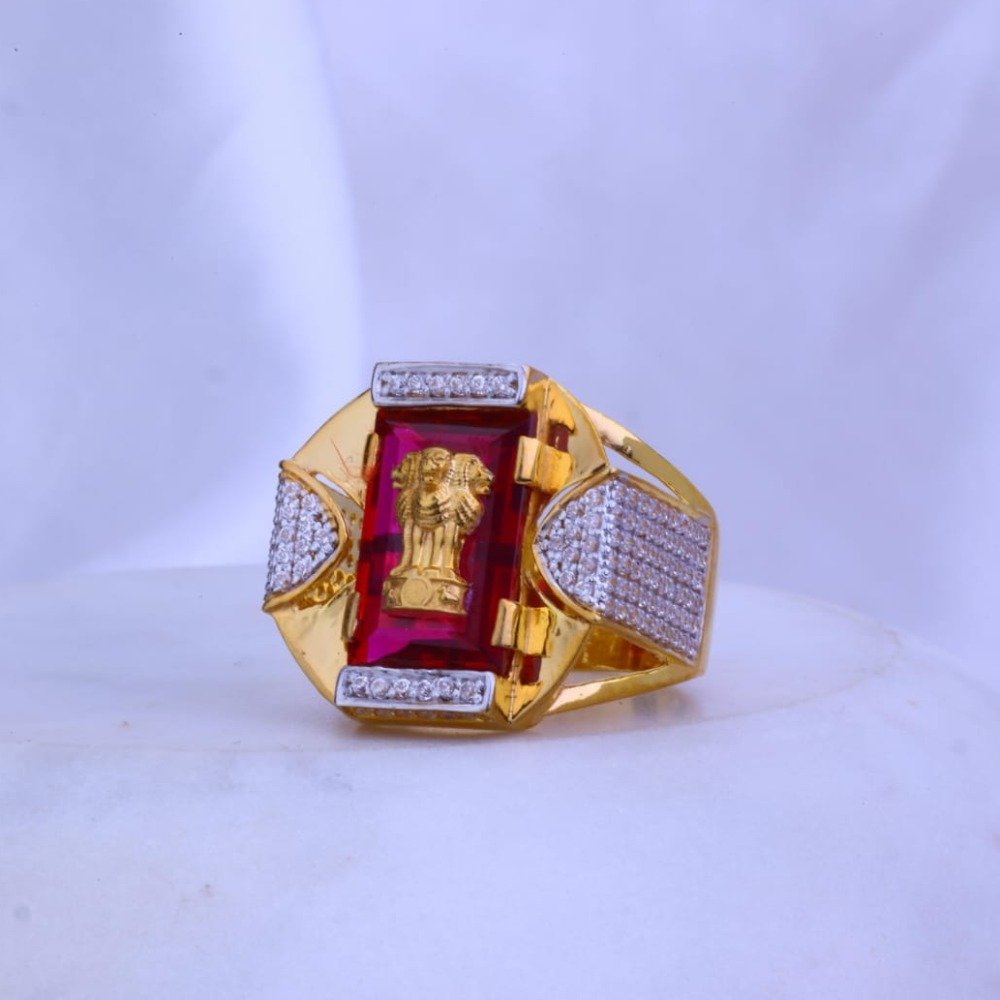 Buy quality 22K Gold Ashok Stambh Design Ring in Ahmedabad